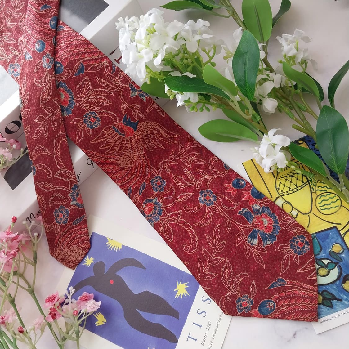 샤를 주르당 실크 플로럴 페이즐리 넥타이 9cm A+등급 K2227
 상품이미지3