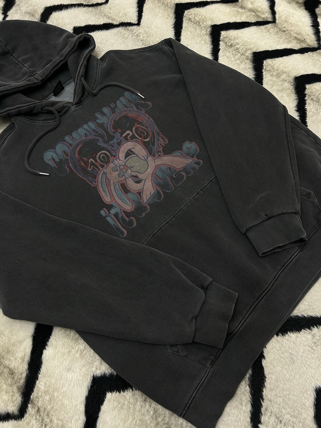 [실측XL]꼼파뇨 오버핏 홉피 피그먼트 후드/기모 상품이미지2