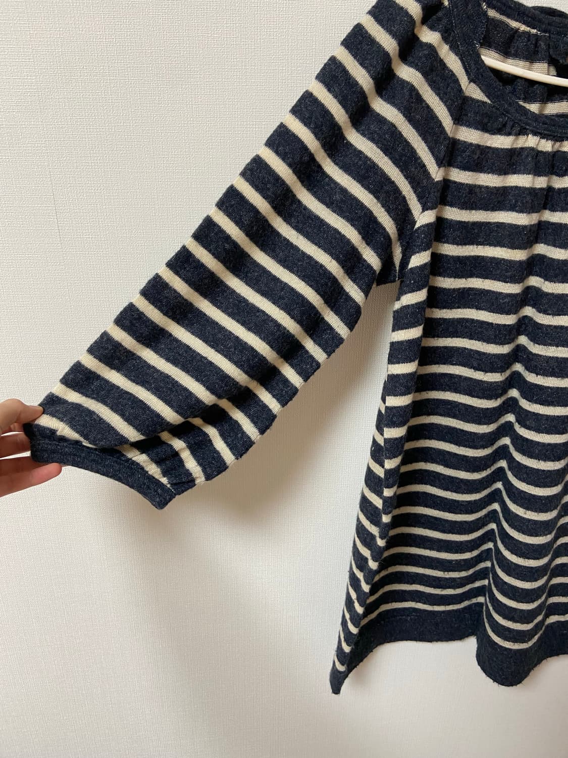 일본 빈티지 모리걸 니트 스트라이프 리본포인트 미니원피스 상품이미지2