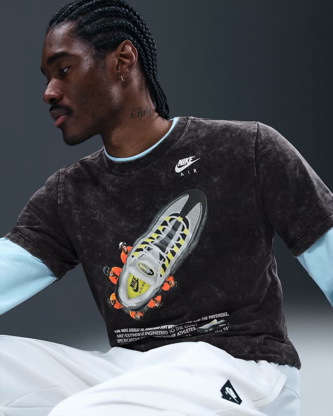 [해외M] 나이키 에어맥스95 워시드 티셔츠 블랙 상품이미지6