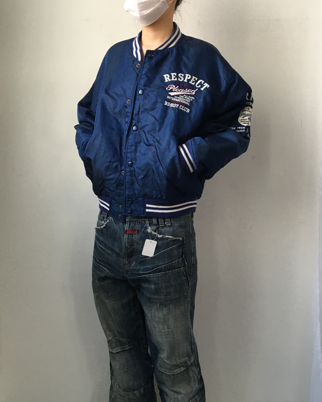 Lettering point bomber jacket 상품이미지6