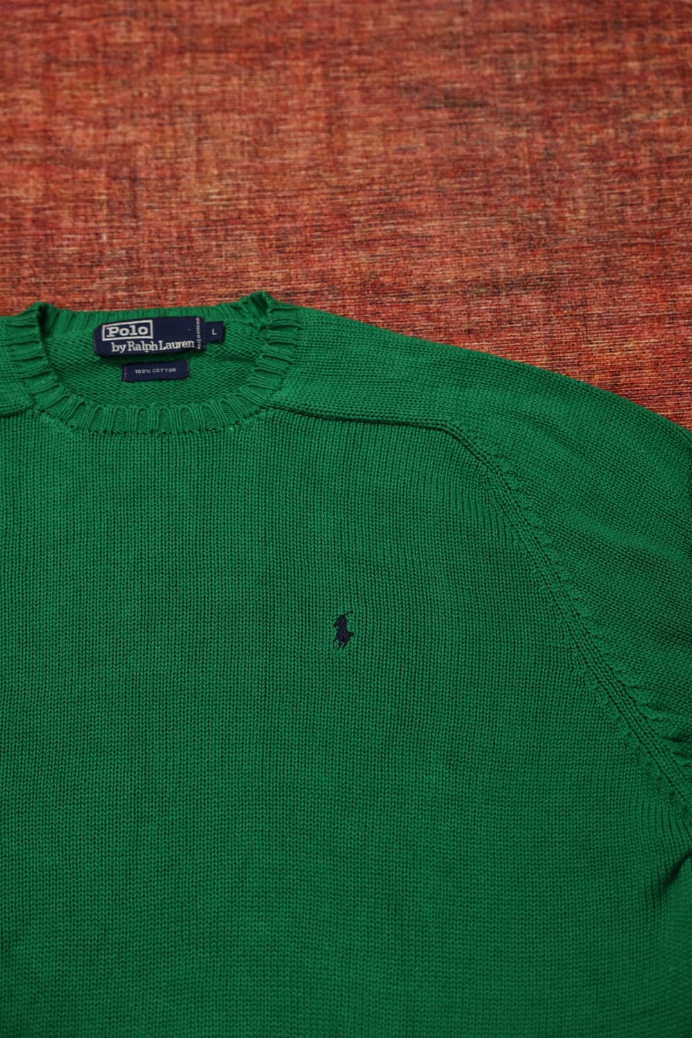 90s 빈티지 폴로 코튼 니트 그린 판매 상품이미지5