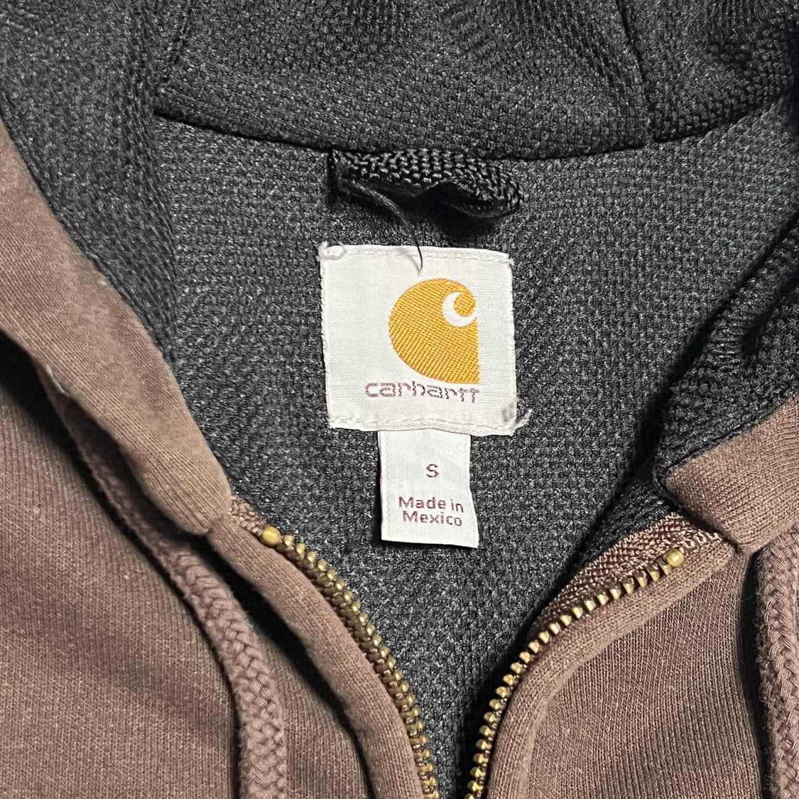 S 칼하트 써멀 오버사이즈 브라운 후드집업 상품이미지4