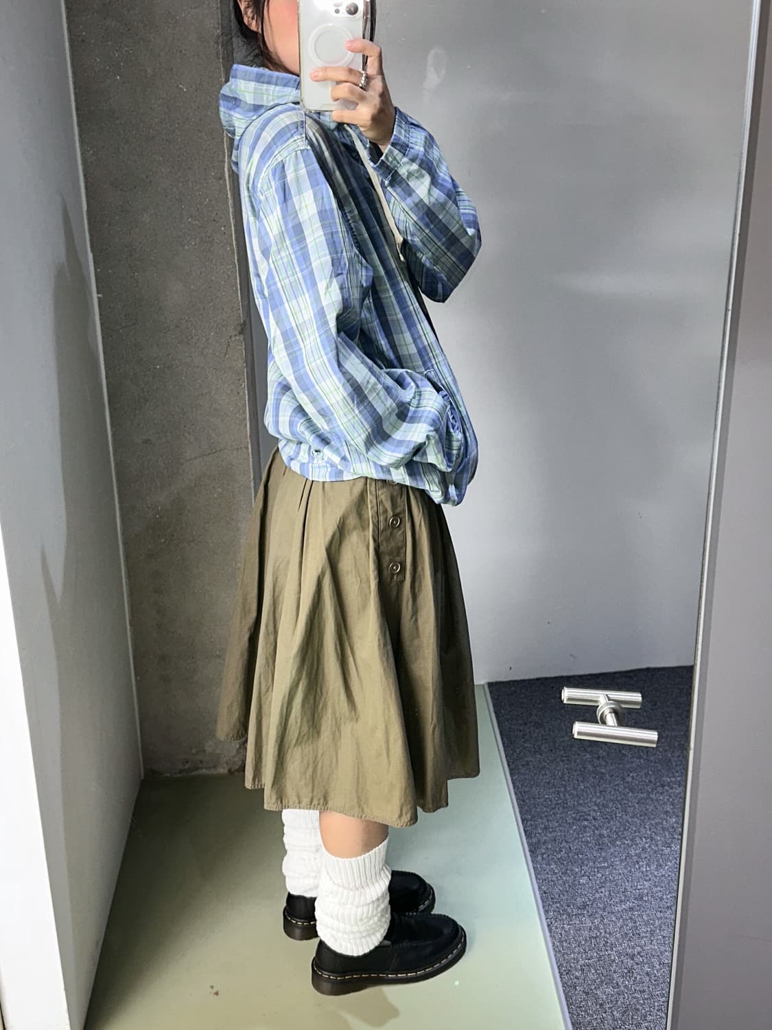 first down blue check hood windbreaker 상품이미지3