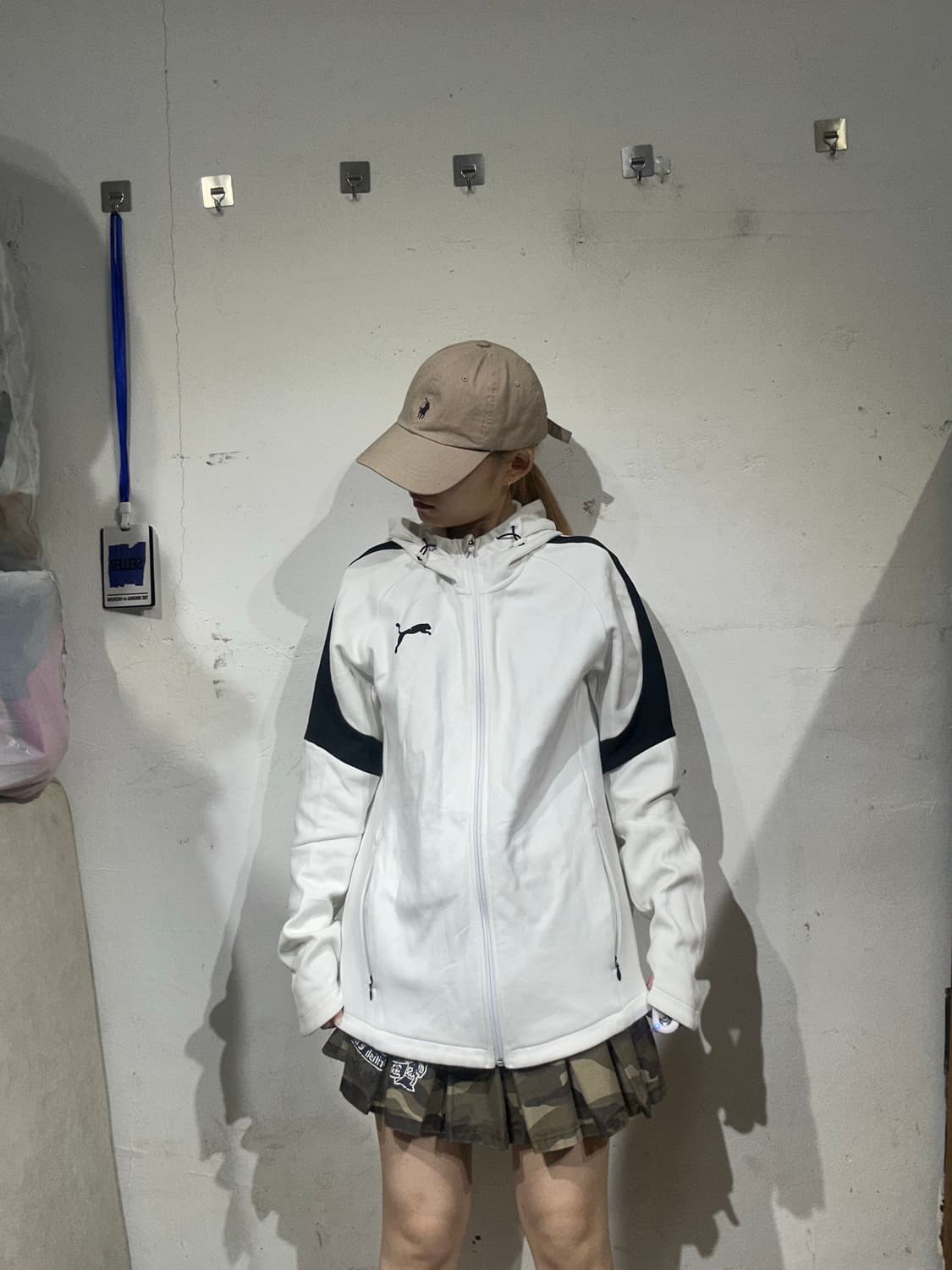 푸마 화이트 후드 트랙탑 져지 L 상품이미지2