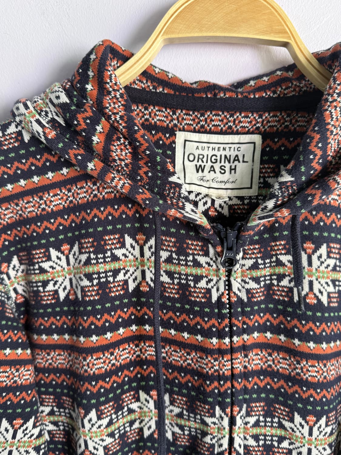 일본빈티지) 눈꽃패턴 후드집업 상품이미지4