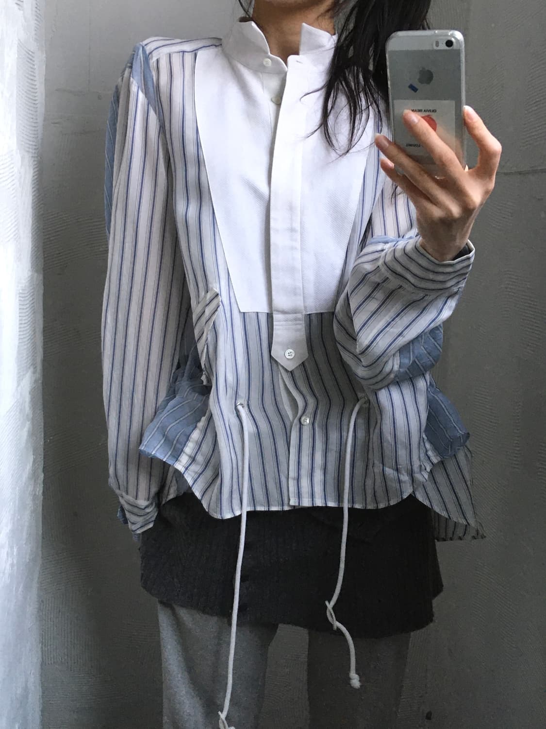 Sacai 사카이 스트라이프 언발란스 셔츠 상품이미지1