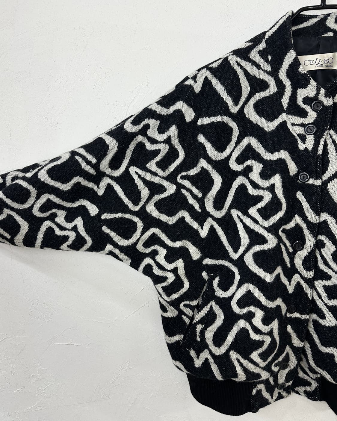 90s JPN 빈티지 지오메트릭 패턴 니트 블루종 상품이미지2