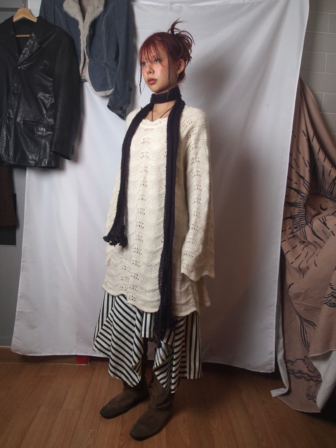 빈티지 웨이브 펀칭 니트 상품이미지3