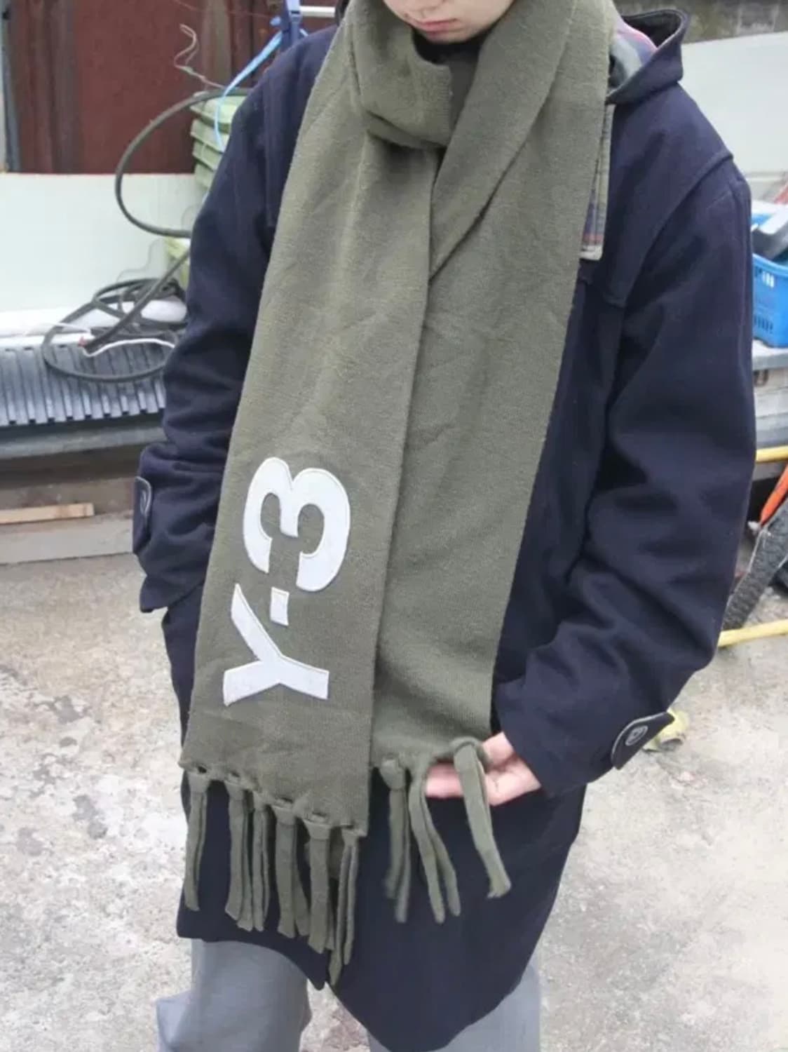 요지야마모토 Y-3 07FW 카키 울 머플러 상품이미지3