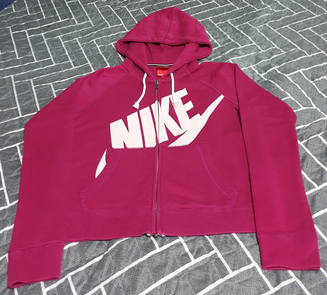 나이키 빈티지 올드스쿨 크롭 후드 짚업 버건디 (S) 상품이미지1