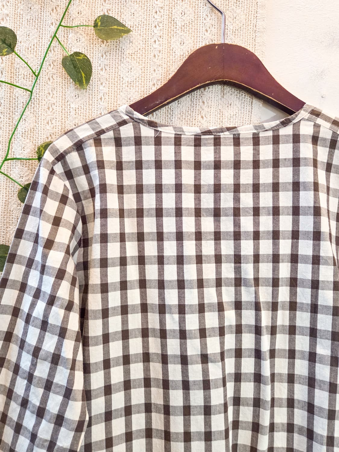 모리 체크 7부 블라우스 상품이미지5