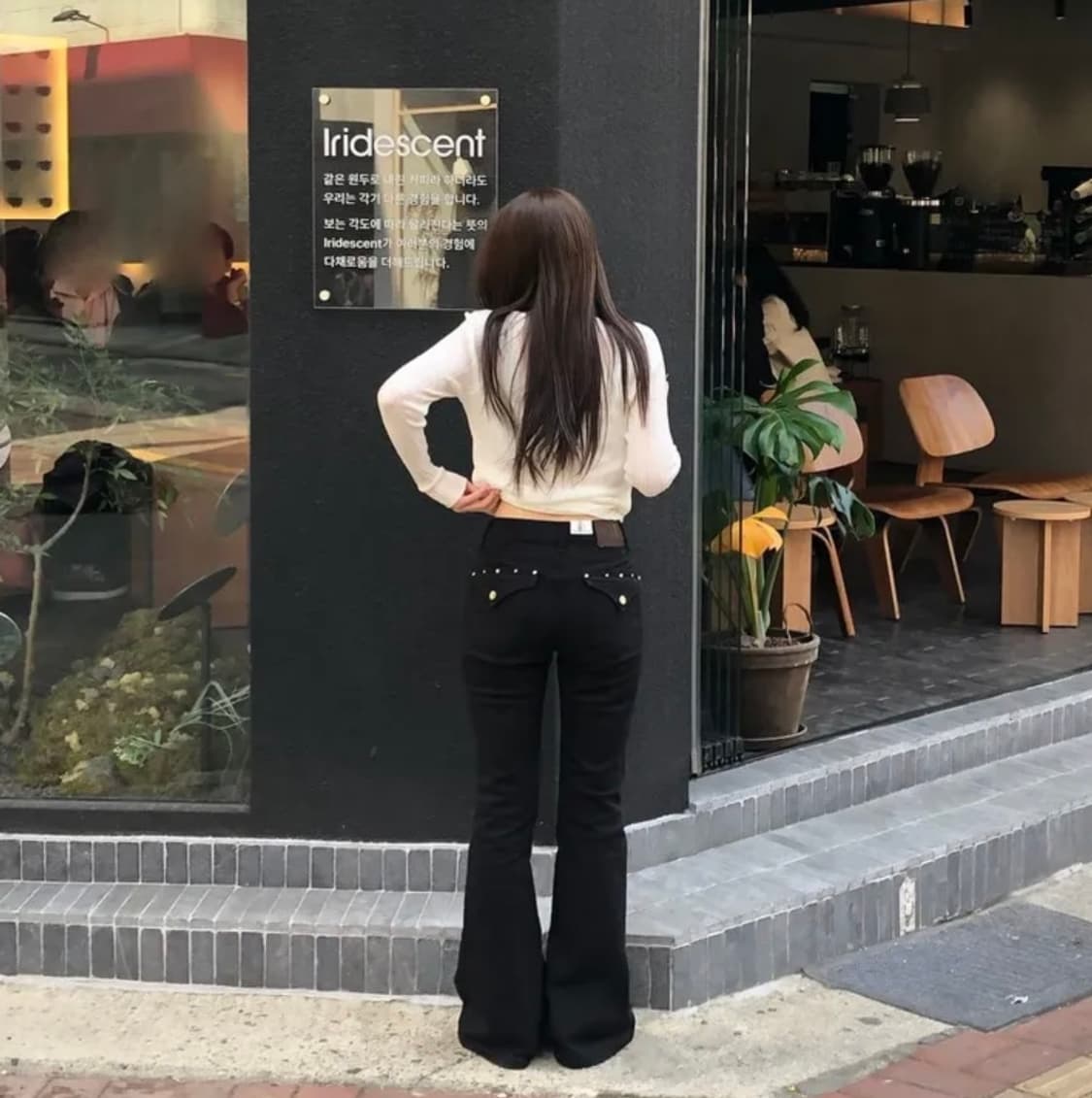 OOTJ/OOT 블랙 스터드 부츠컷 팬츠 M 새제품 상품이미지2