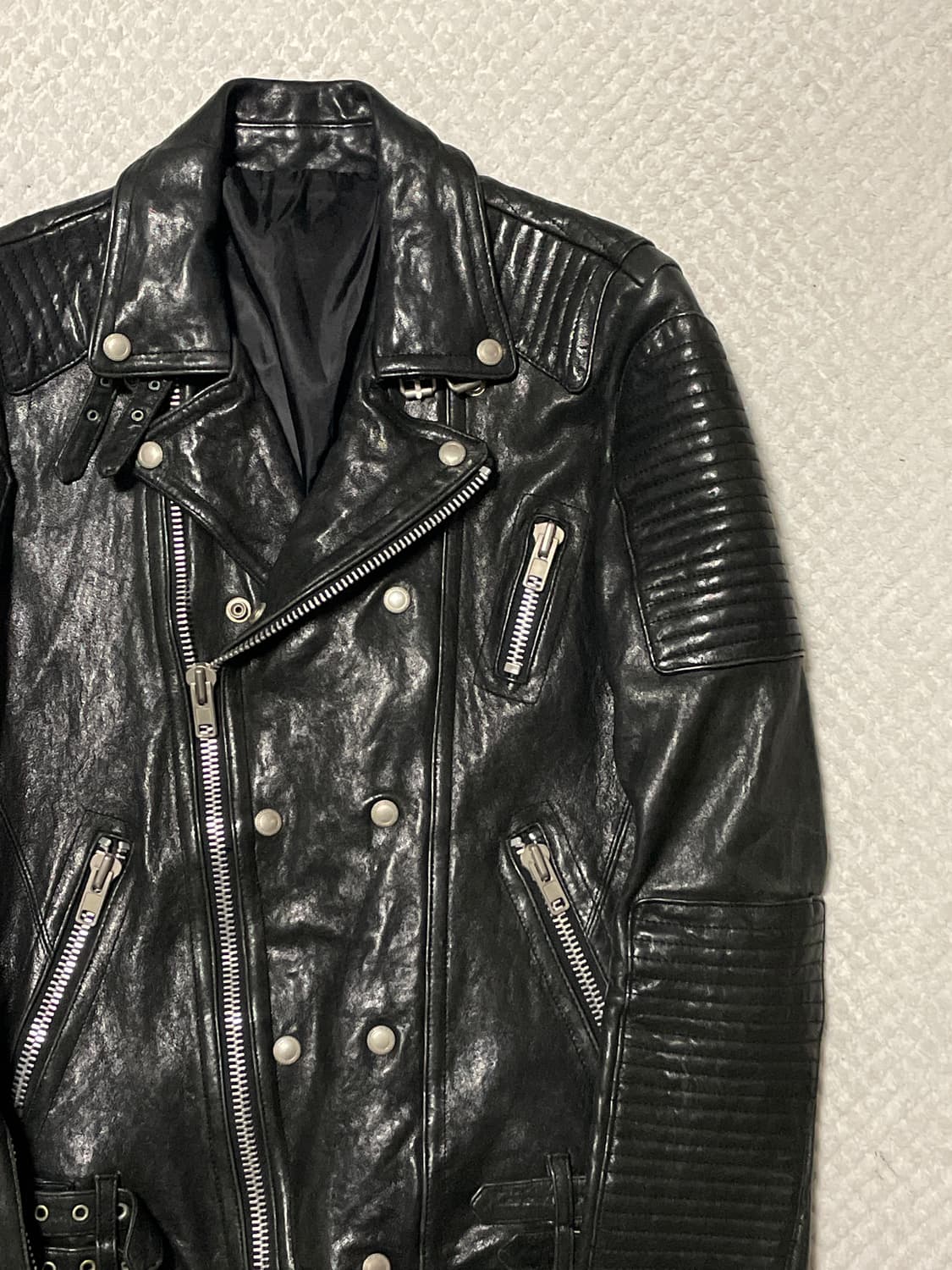 광희시장 웨스턴 무드 램스킨 양가죽 바이커 레더 자켓 상품이미지3