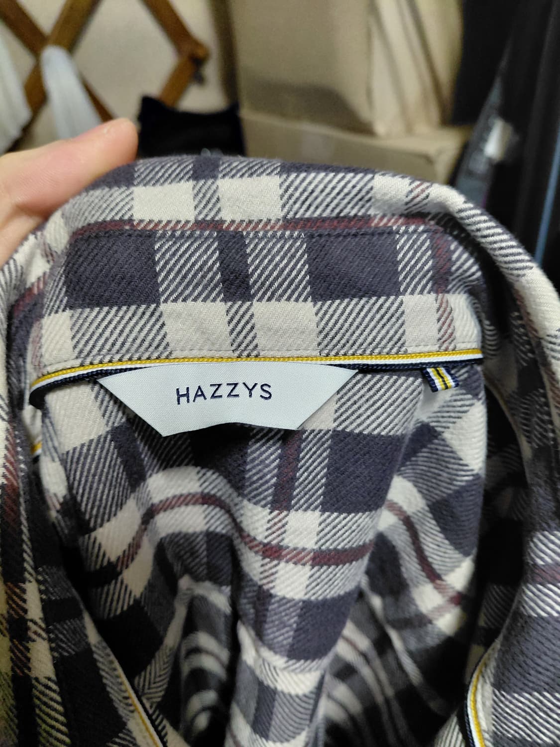 [헤지스레이디스]기모 면 체크 긴팔셔츠 여자90사이즈 상품이미지3