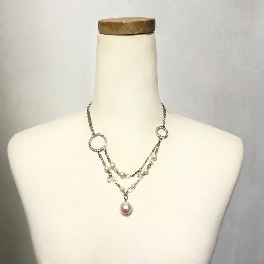 빈티지 핑크 실버 페어리 목걸이 오리엔탈 긱시크 하구미 상품이미지1