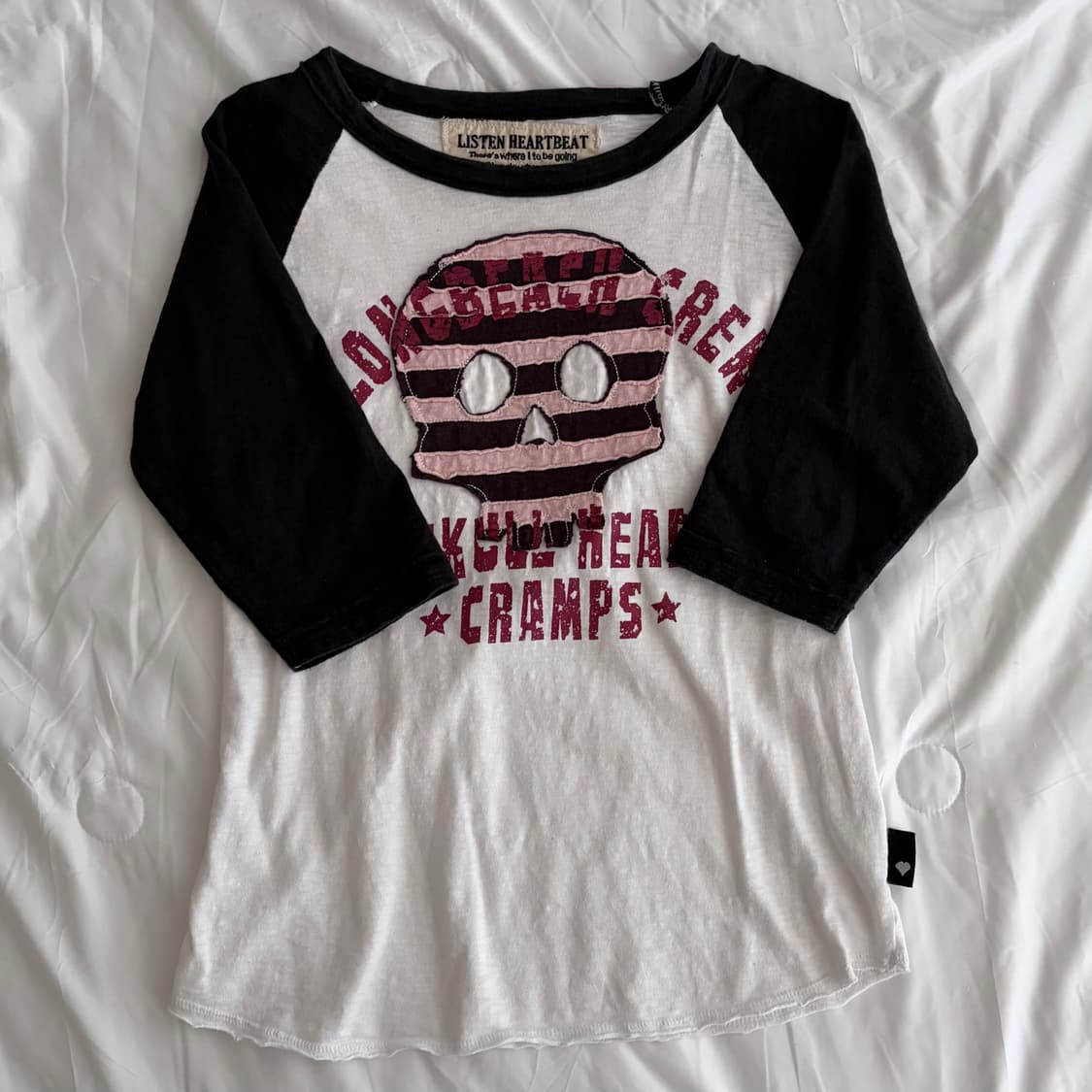 Stripe Skull Patchwork Half  Long Sleeve 상품이미지1