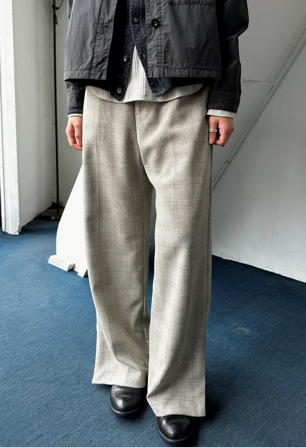 High gauge side slit design check trouse 상품이미지2