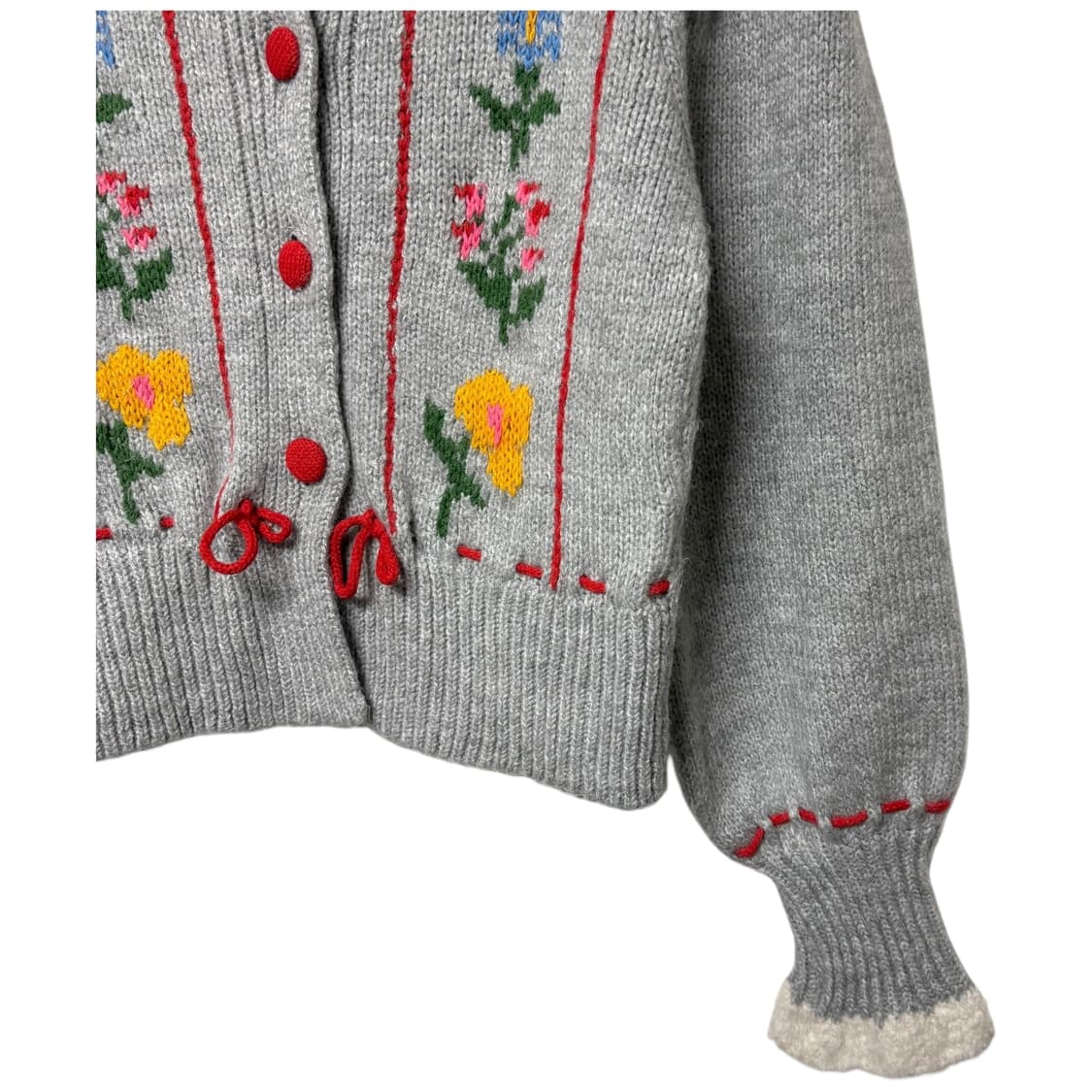 3764 자라 그레이 레이스 퍼프 자수 니트가디건 상품이미지3