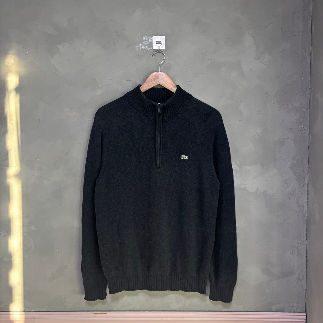 라코스테 울 혼방 니트 반집업 차콜 블랙 상품이미지1