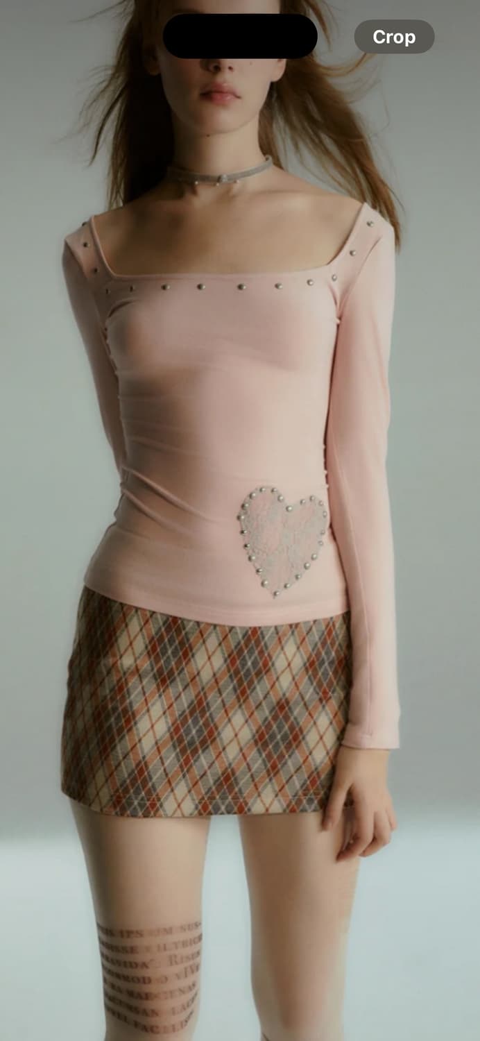 핑크 레이스 하트 롱 슬리브  상품이미지1