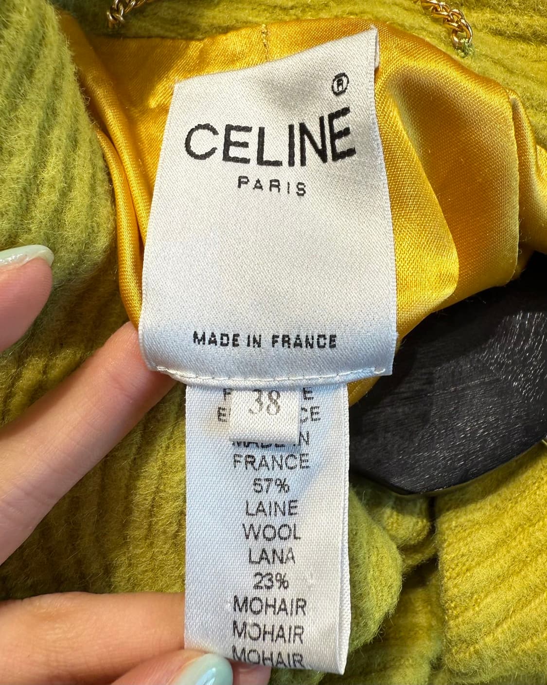 셀린느 옐로우 모헤어혼방 카라넥 코트  상품이미지8