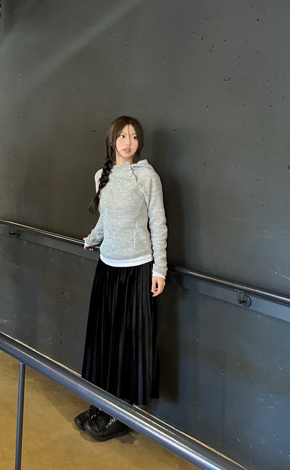 기모 포근 사선단추후드티 상품이미지4