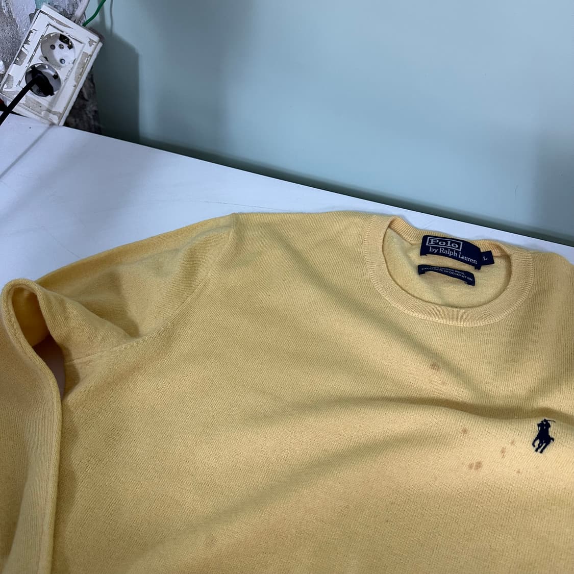 L 폴로 랄프로렌 옐로우 메리노울100% 크루넥니트 상품이미지6