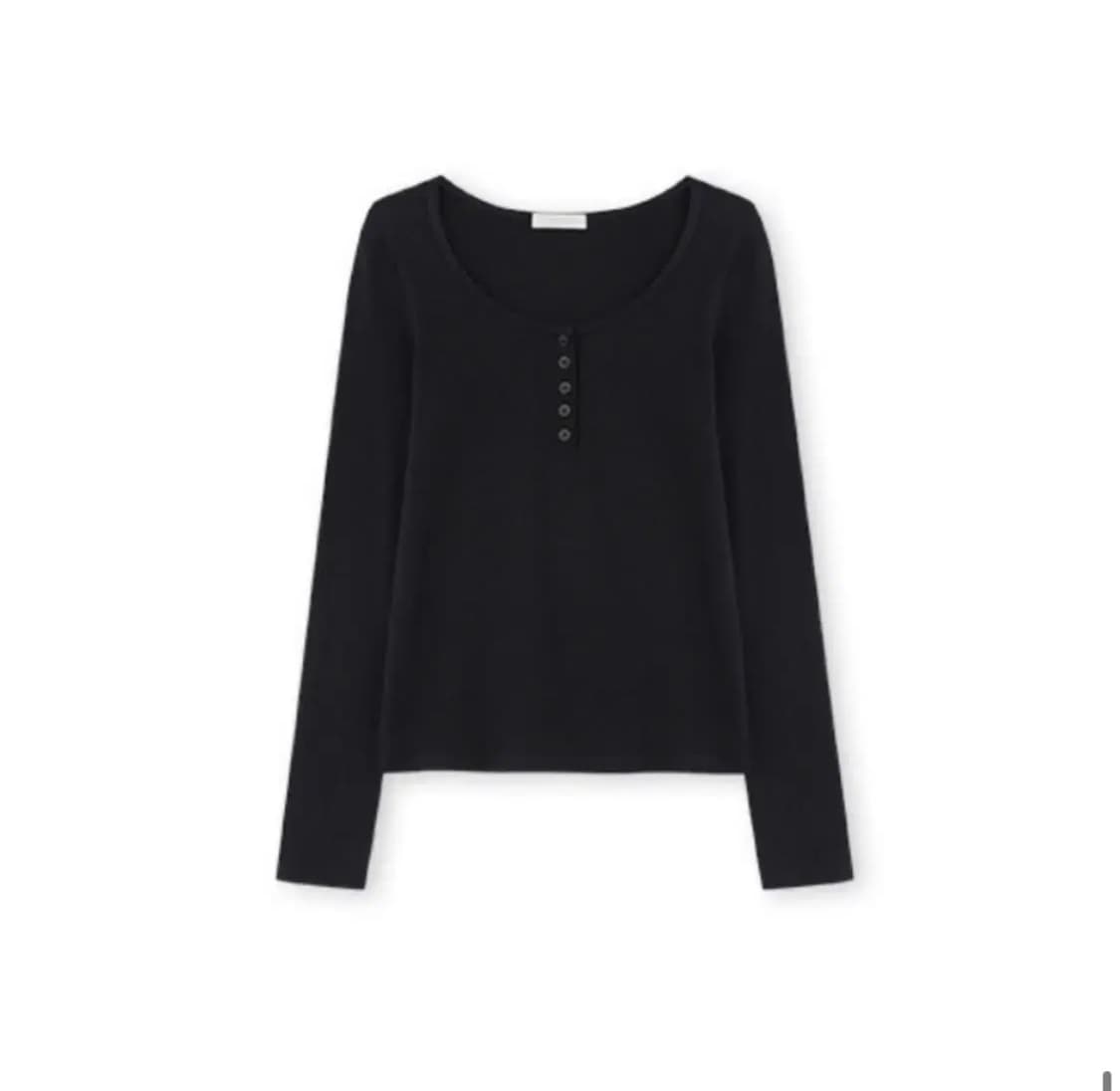 리엘 Sherry button U t-shirt black 상품이미지2