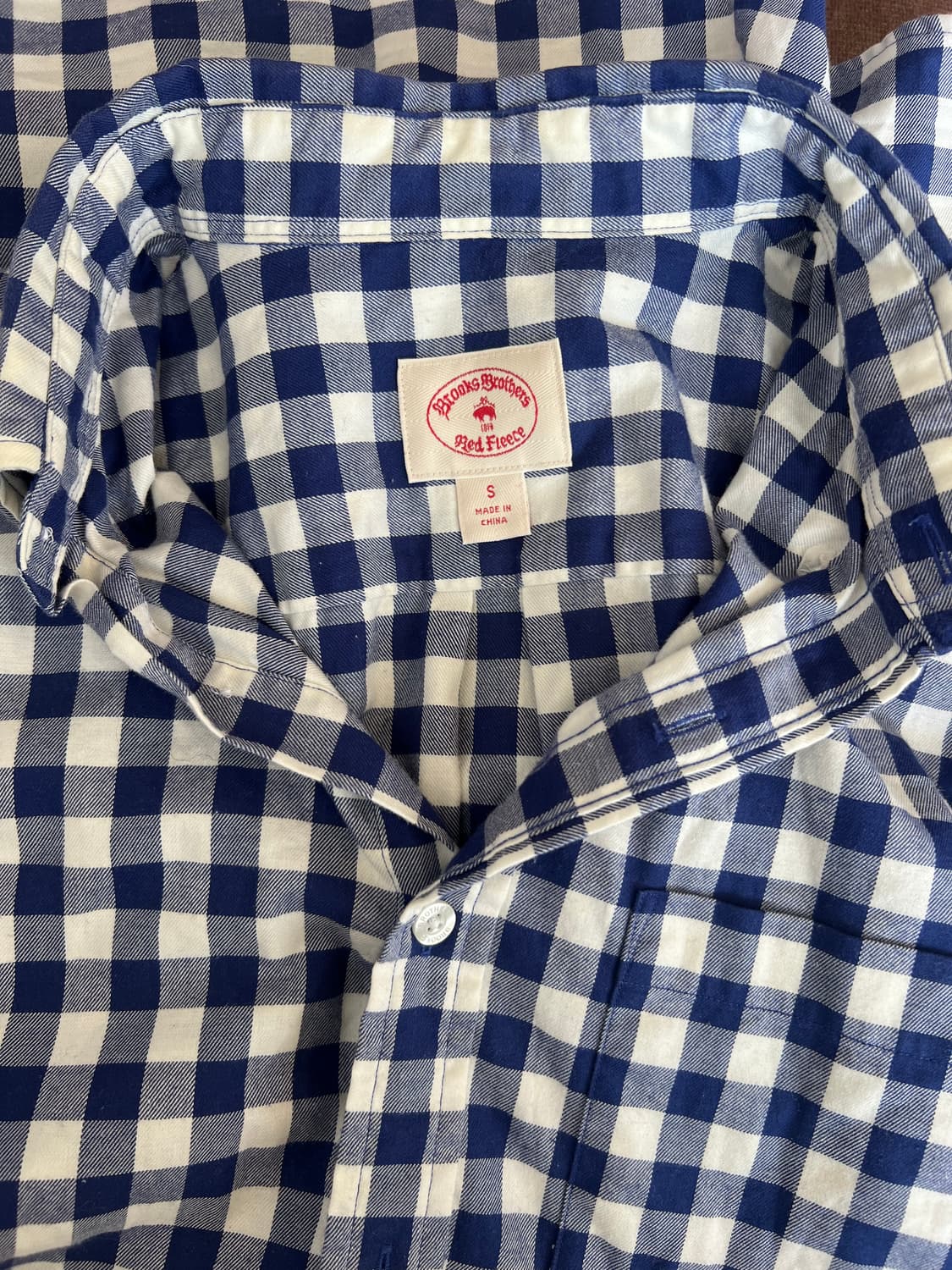 브룩스브라더스 남성 네이비 깅엄체크 코튼긴팔셔츠 상품이미지5
