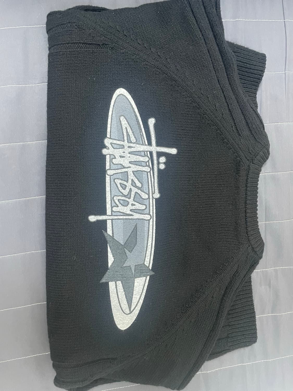 스투시 스트라이프 래글런 크루 블랙(M) 상품이미지2