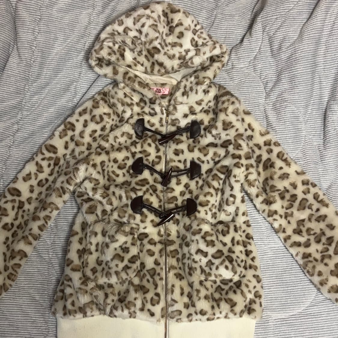 앙크루즈 네코미미 호피 폼폼이 오네갸루 더플코트 상품이미지2