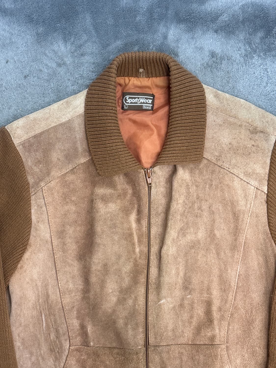 80s Sears SportsWear 니트 스웨이드 자켓 L 상품이미지3