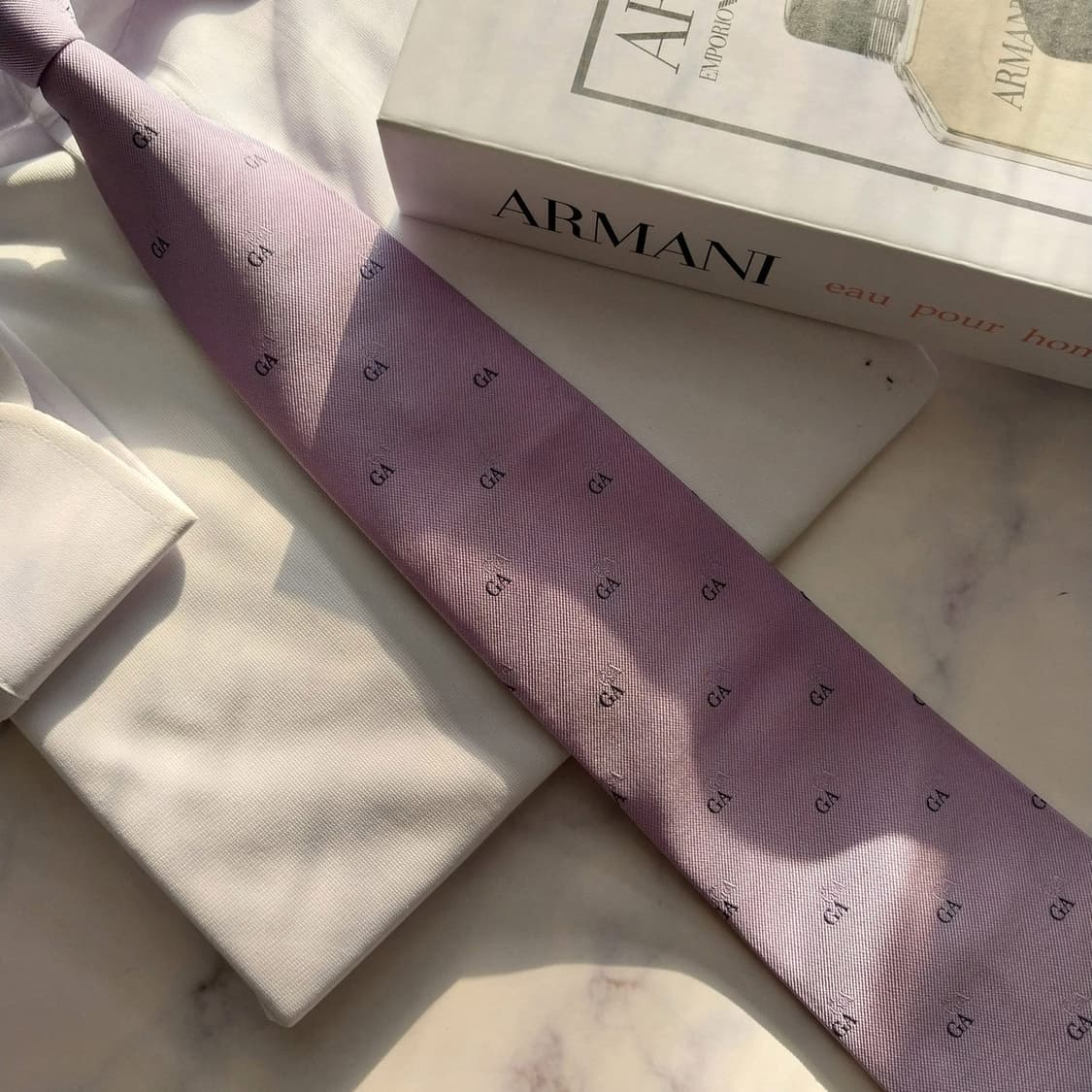 조르지오 아르마니 실크 연보라 자카드 넥타이 9.2cm 새제품 K1644 상품이미지8