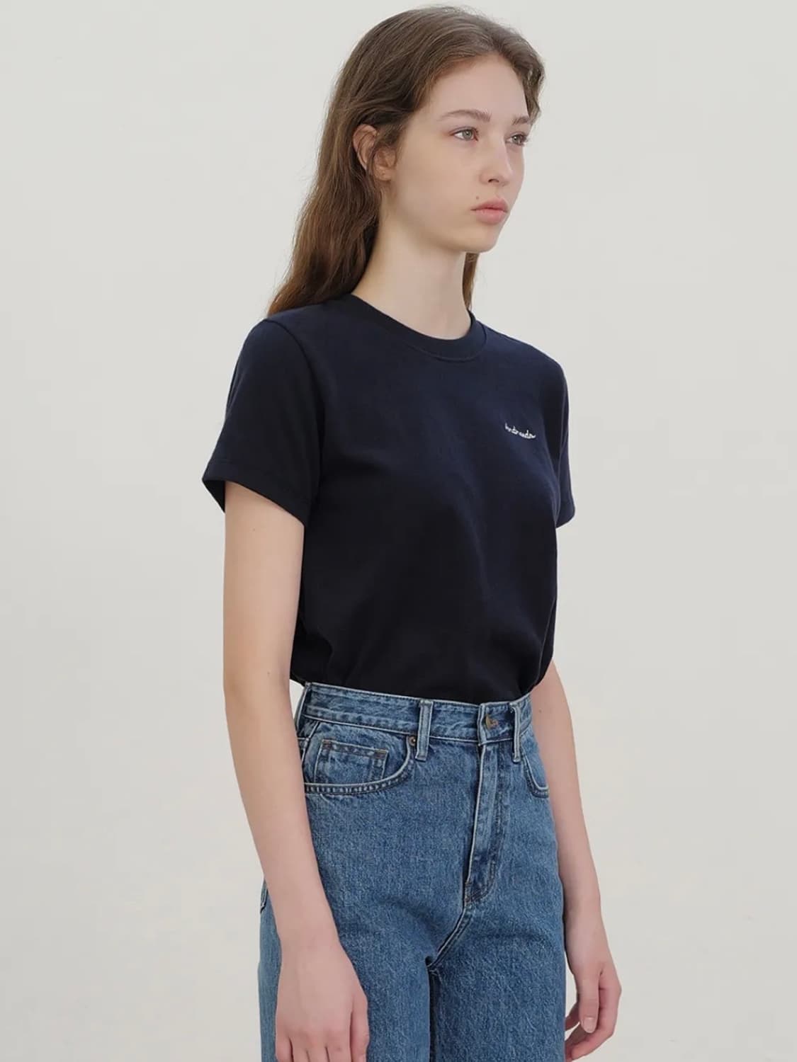 앤니즈 Essential peach half tee (navy) 상품이미지5