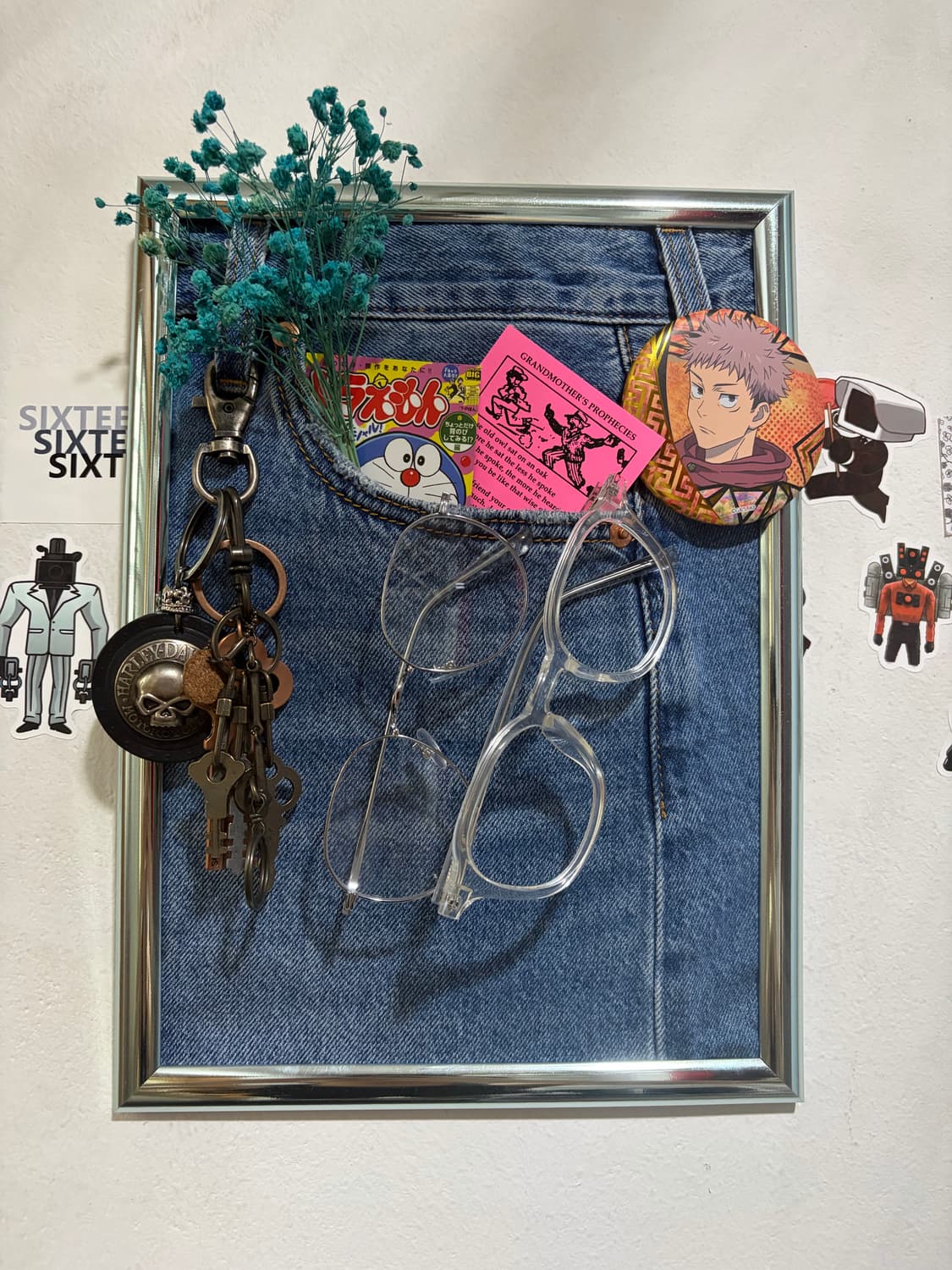 빈티지 핸드메이드 데님 액자 상품이미지1