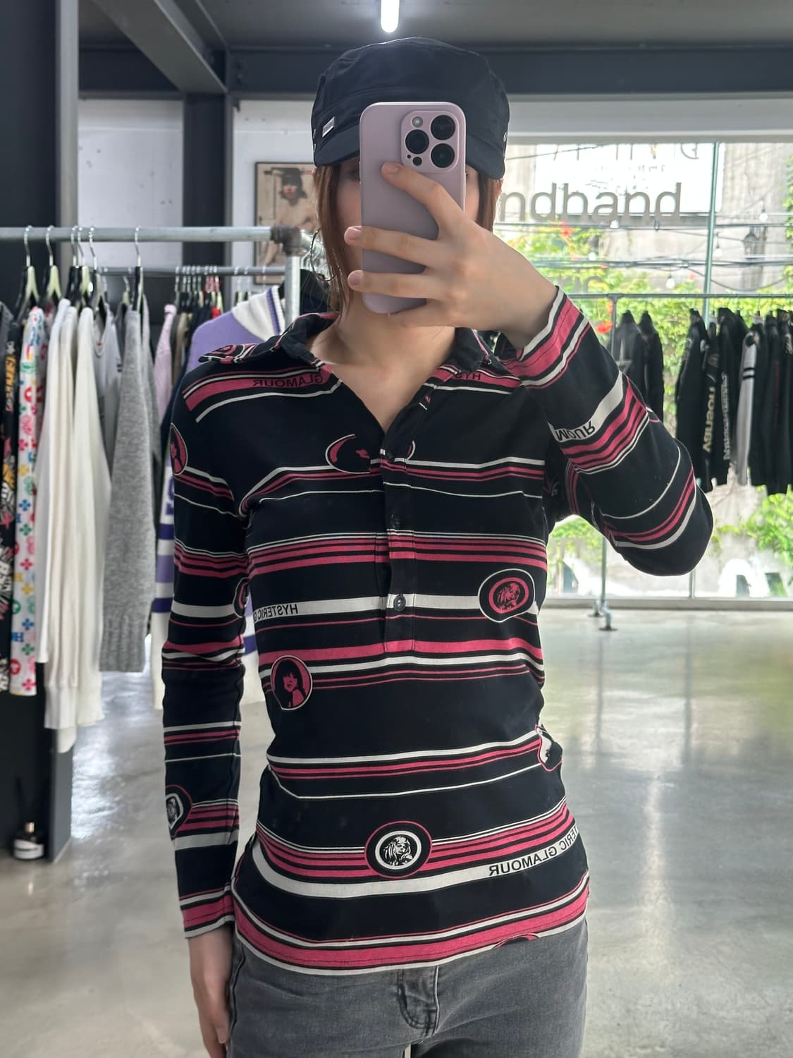 히스테릭글래머 히스걸 pk 버튼 롱슬리브긴팔티셔츠 상품이미지4