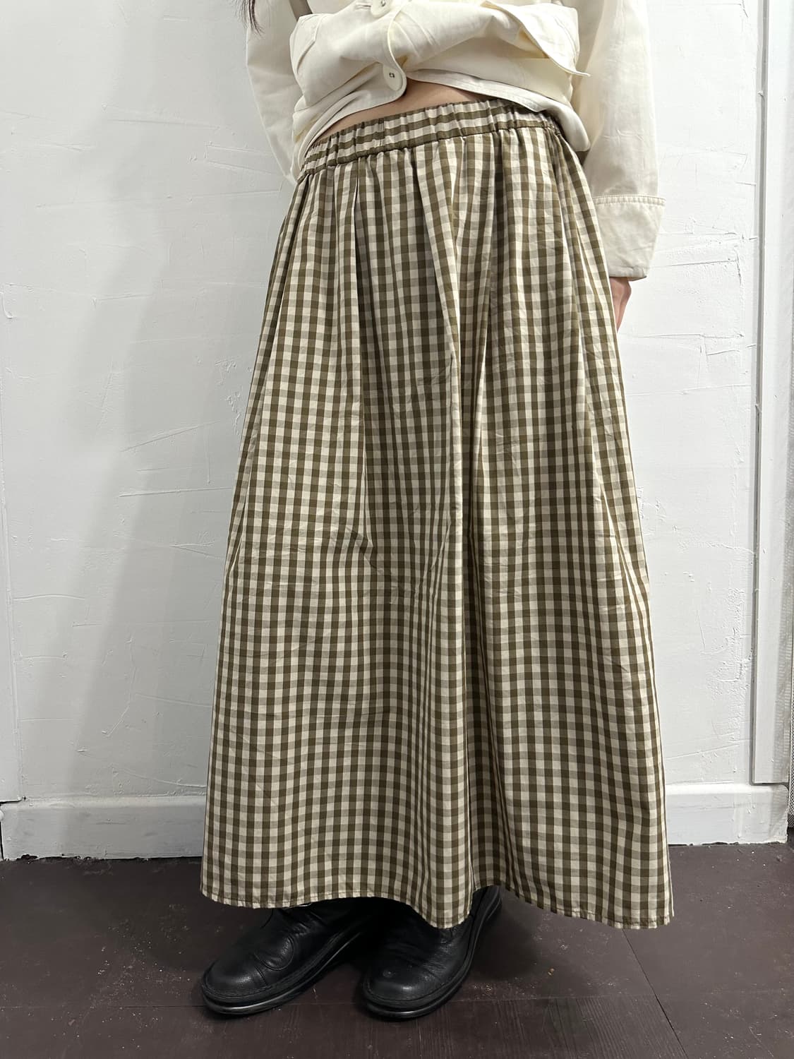 brown check long skirt 상품이미지3