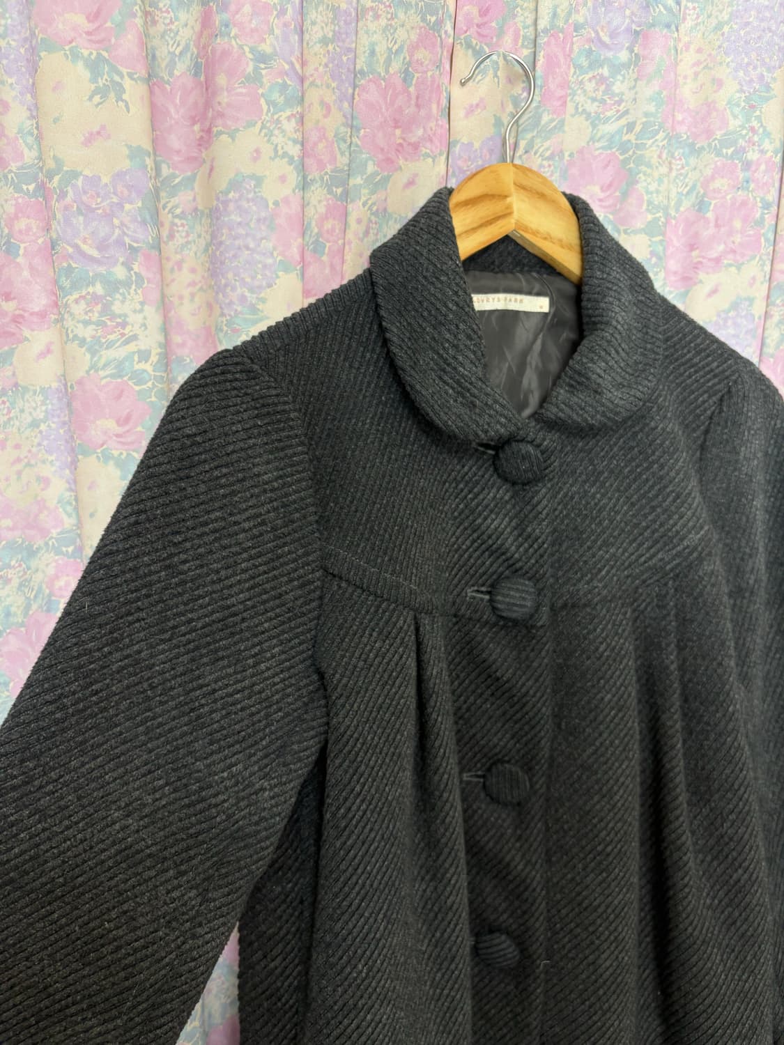 둥근 카라 차콜 롱 코트 상품이미지7