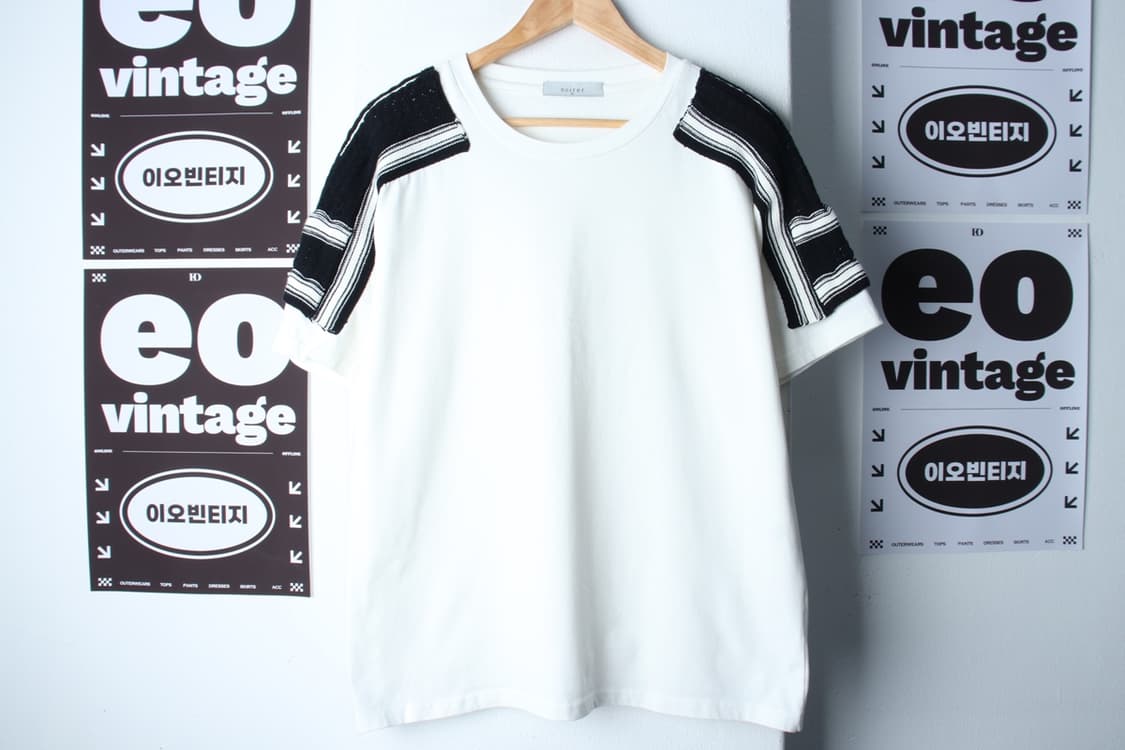 (L-XL) 노이어 반팔 티셔츠 숄더포인트 화이트 놈코어-H33569 상품이미지2