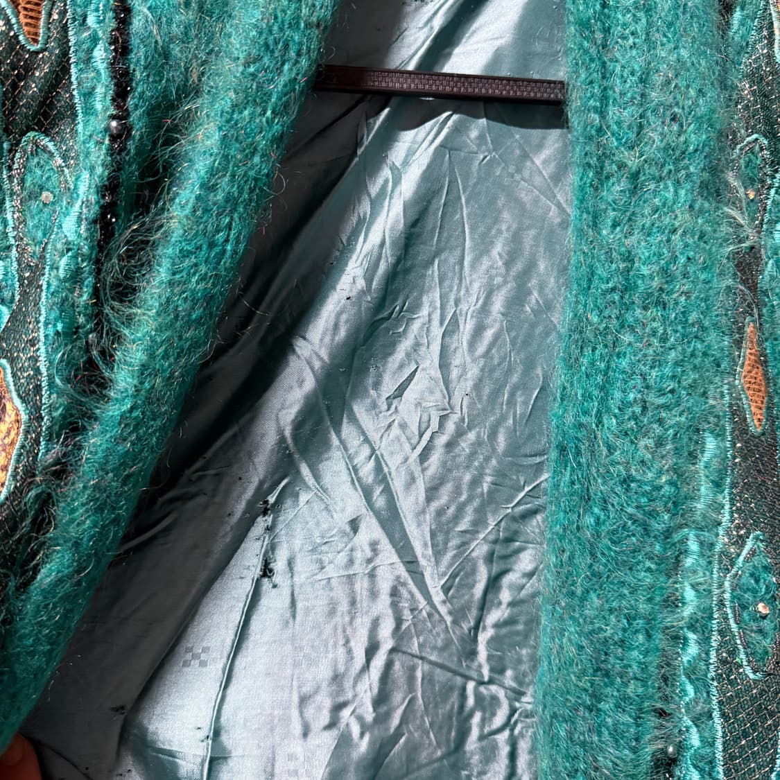 VTG 빈티지 오리엔탈 자수 디테일 울 혼방 롱 코트 틸 상품이미지6