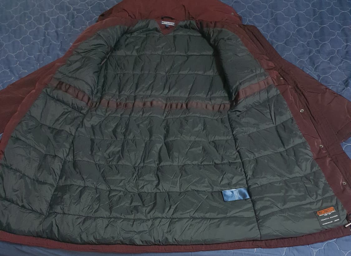 타미힐피거 후드 패딩 야상 버건디색 (S) 상품이미지2