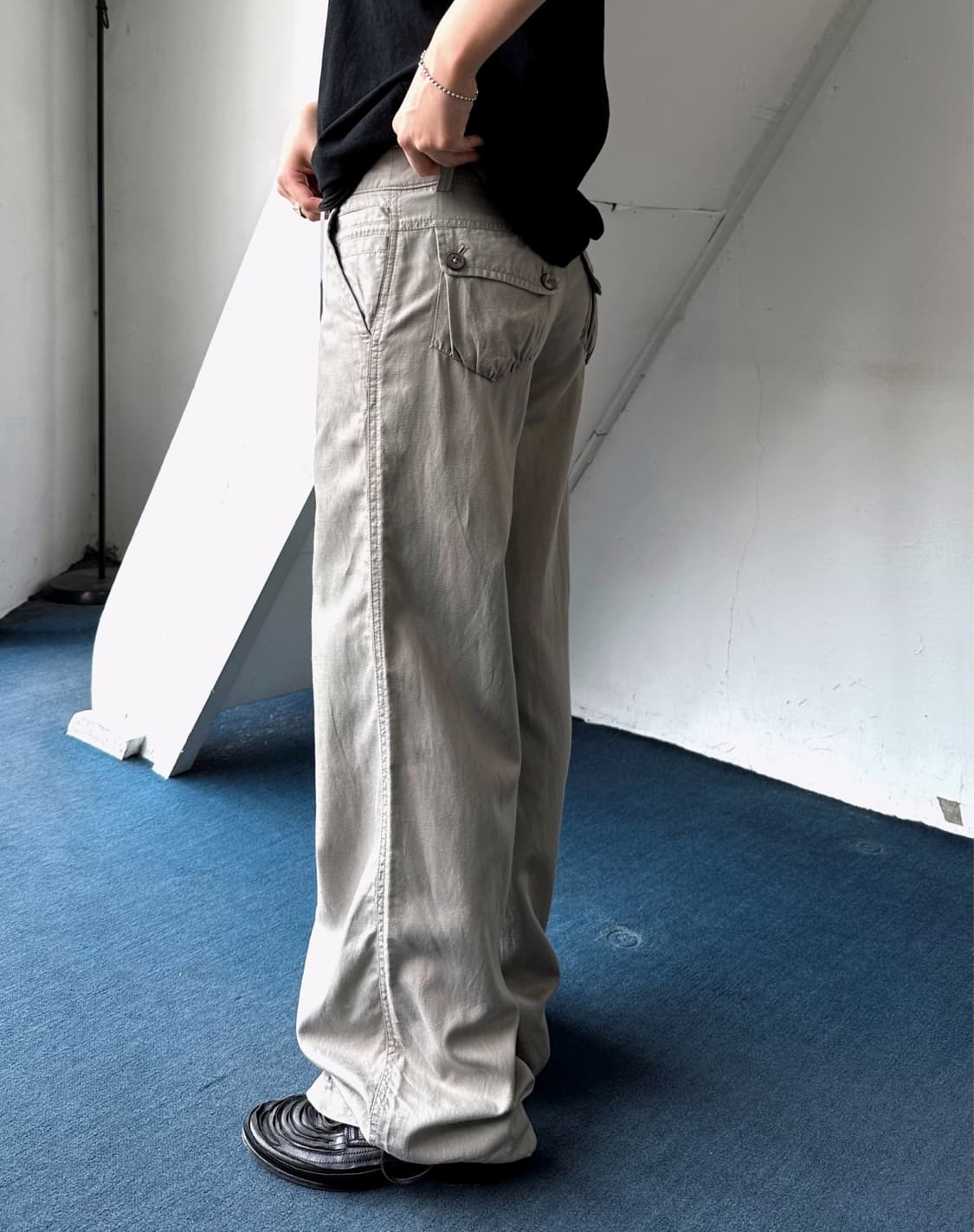 Cupro linen cotton blend straight pants 상품이미지3