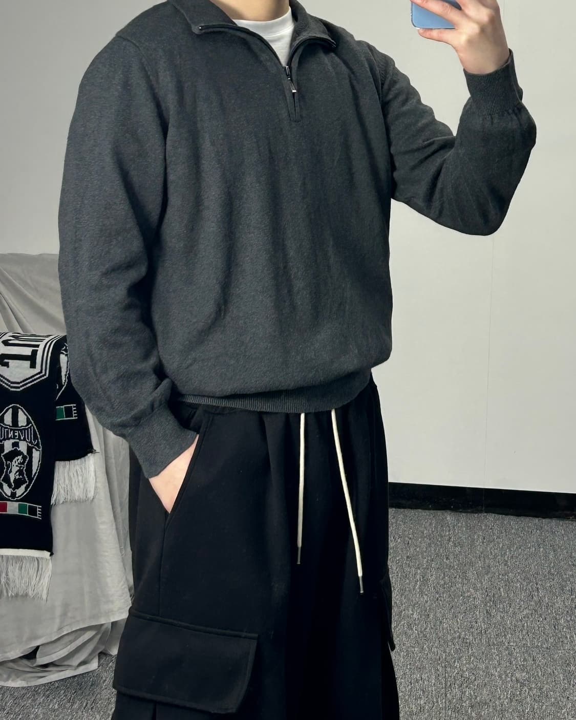 L.L.Bean 엘엘빈 코튼 다크 그레이 하프집업  상품이미지2