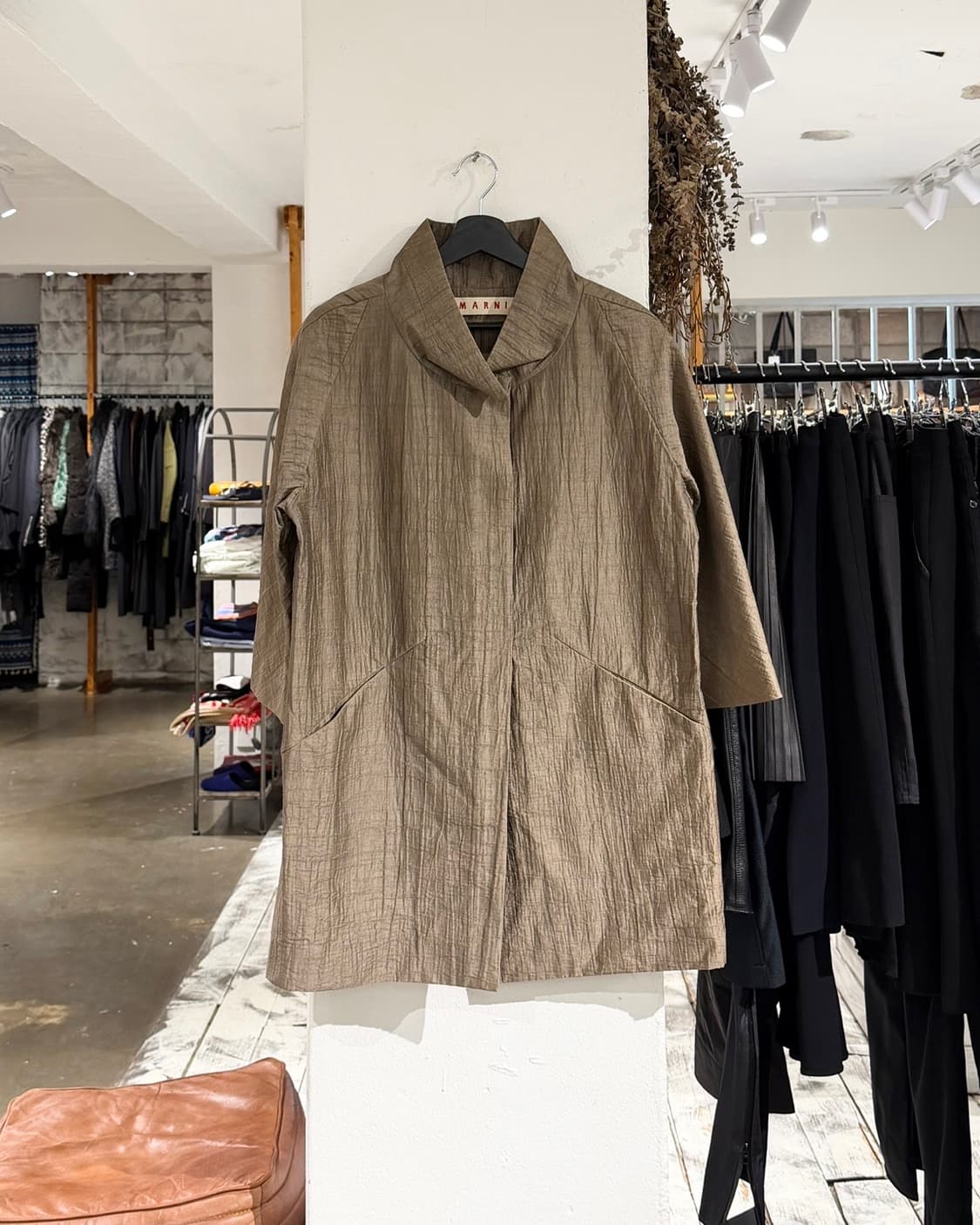 마르니 브라운 린넨 혼방 하프 슬리브 코트 상품이미지1
