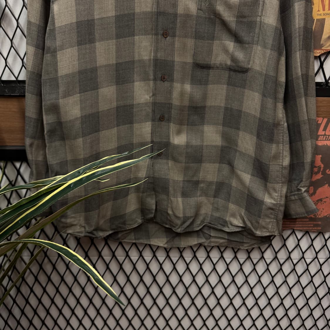 00s 입생로랑 YSL 체크 셔츠 전면 포켓 포인트 그레이 상품이미지4
