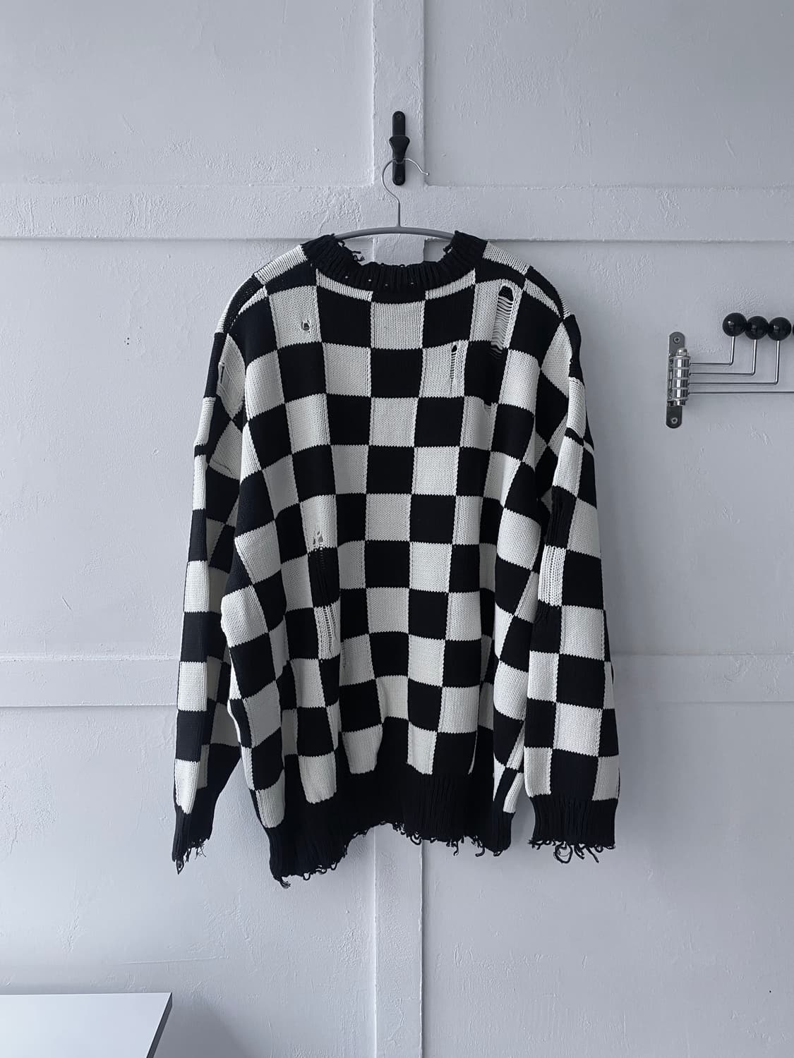 [R13] 체커보드 오버사이즈 니트 상품이미지7