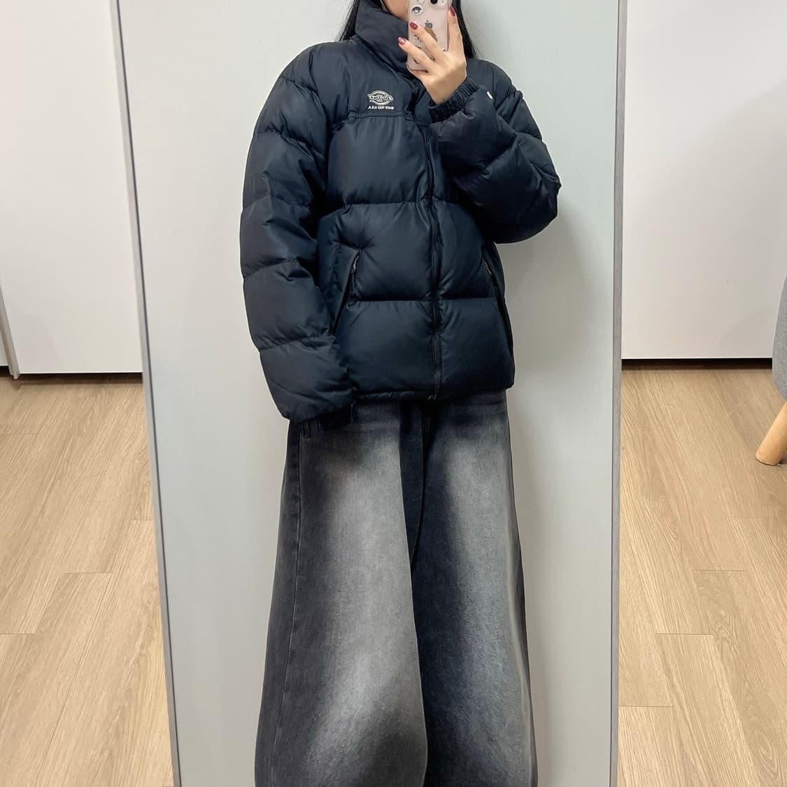 디키즈 자수로고 블랙 덕다운 푸퍼 패딩 자켓 상품이미지1