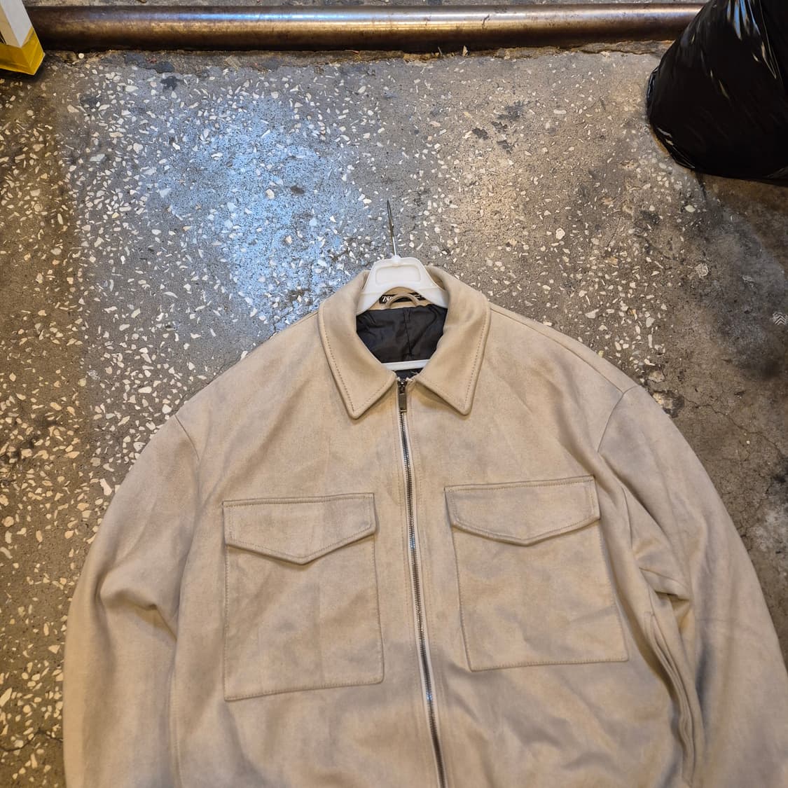 실사이즈 L~XL(착샷잇음) 베이지 블루종 스웨이드자켓  상품이미지7