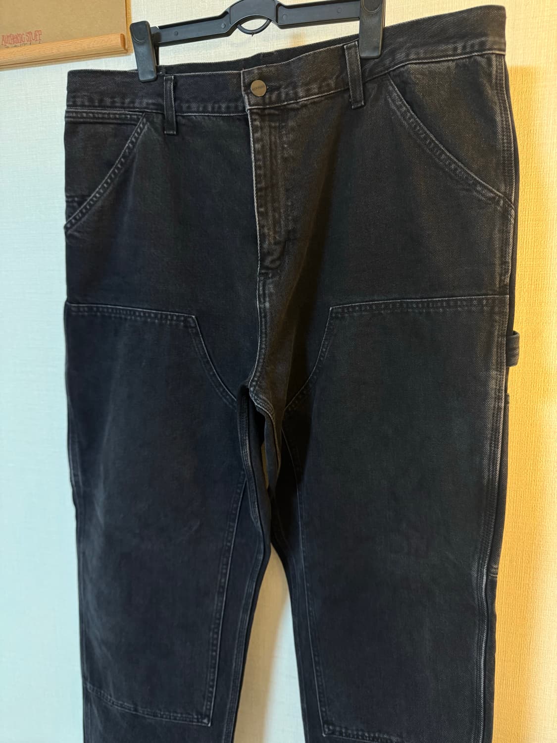 [36x32]칼하트wip 더블니 흑청 팬츠 상품이미지5